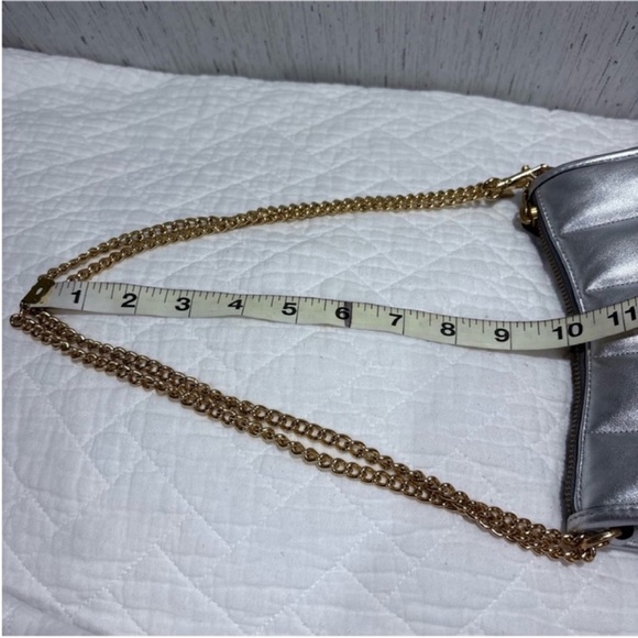 Coach 20 swinger metallic hobo crossbody handbag silver gold two tone mini purse - Picture 13 of 17